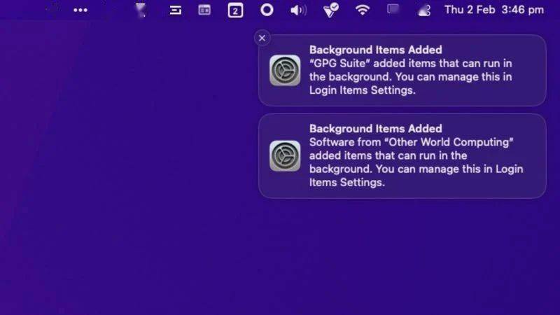 苹果开机设置改中文版:macOS通知系统：开机后出现大量“Background Items Added”通知-第1张图片-太平洋在线下载